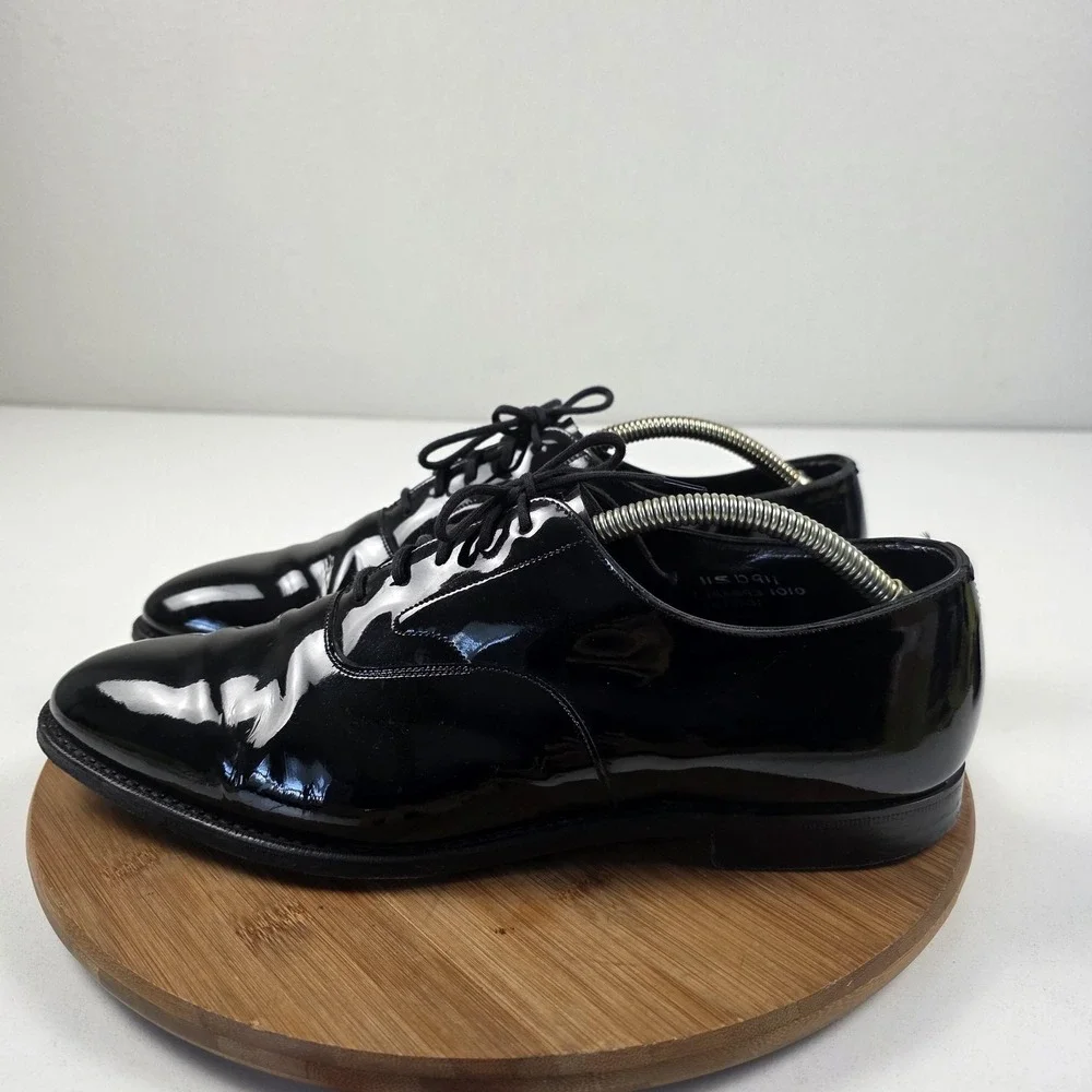 Brooks Brothers Peal & Co Shoes Mens Size 11.5 D Black Patent Oxford Dress